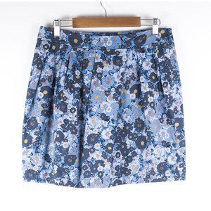 Hinge Floral Printed Pleated A Line Mini Skirt M